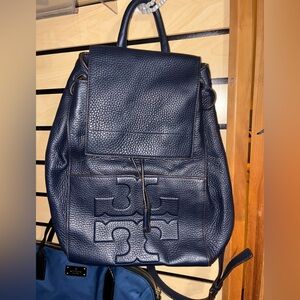 Tory Burch Dark Blue Textured Backpack